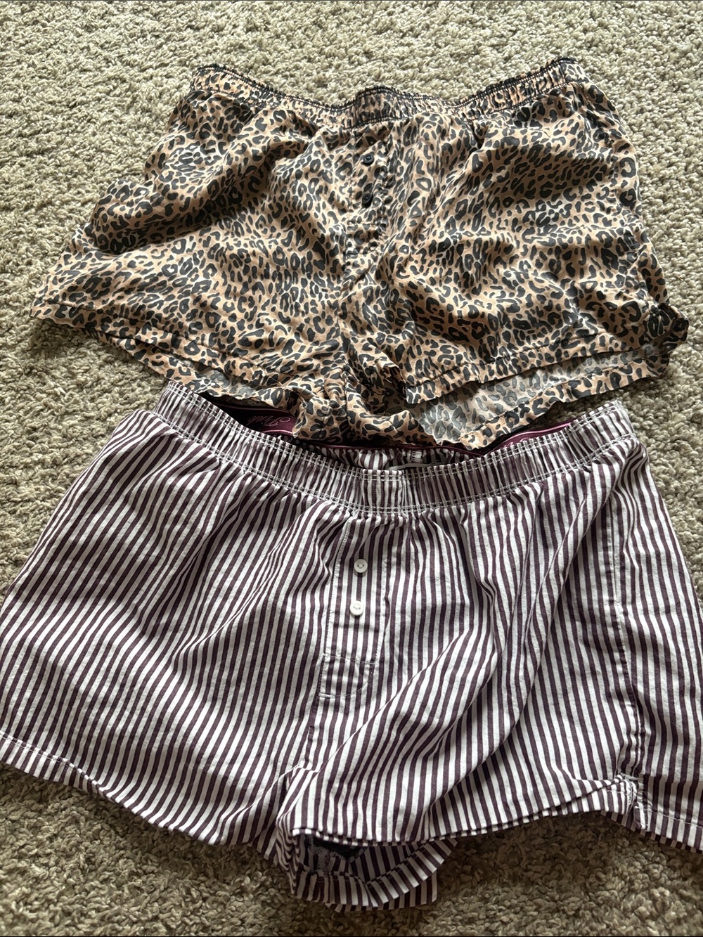 Set of Two Lounge Shorts - Leopard Print & Striped